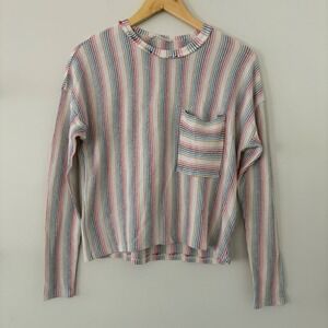 Peach Love California Rainbow Heart Long Sleeve Top – Size L Crop Retro Inspired